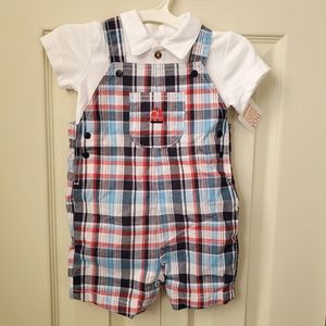 NWT Baby boy overall matching set Size 12M